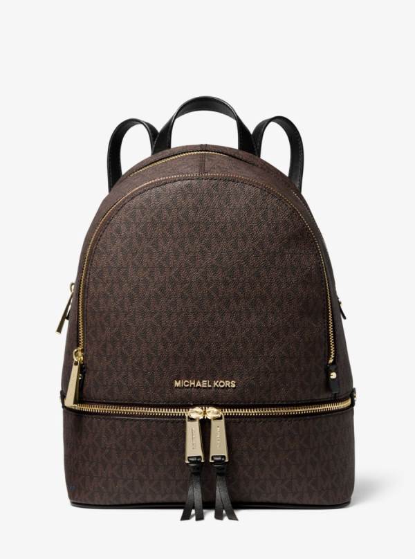 Damske Batohy Michael Kors Rhea Medium Logo Hnede - Kabelky Michael Kors Levně | IRTLJ-8190